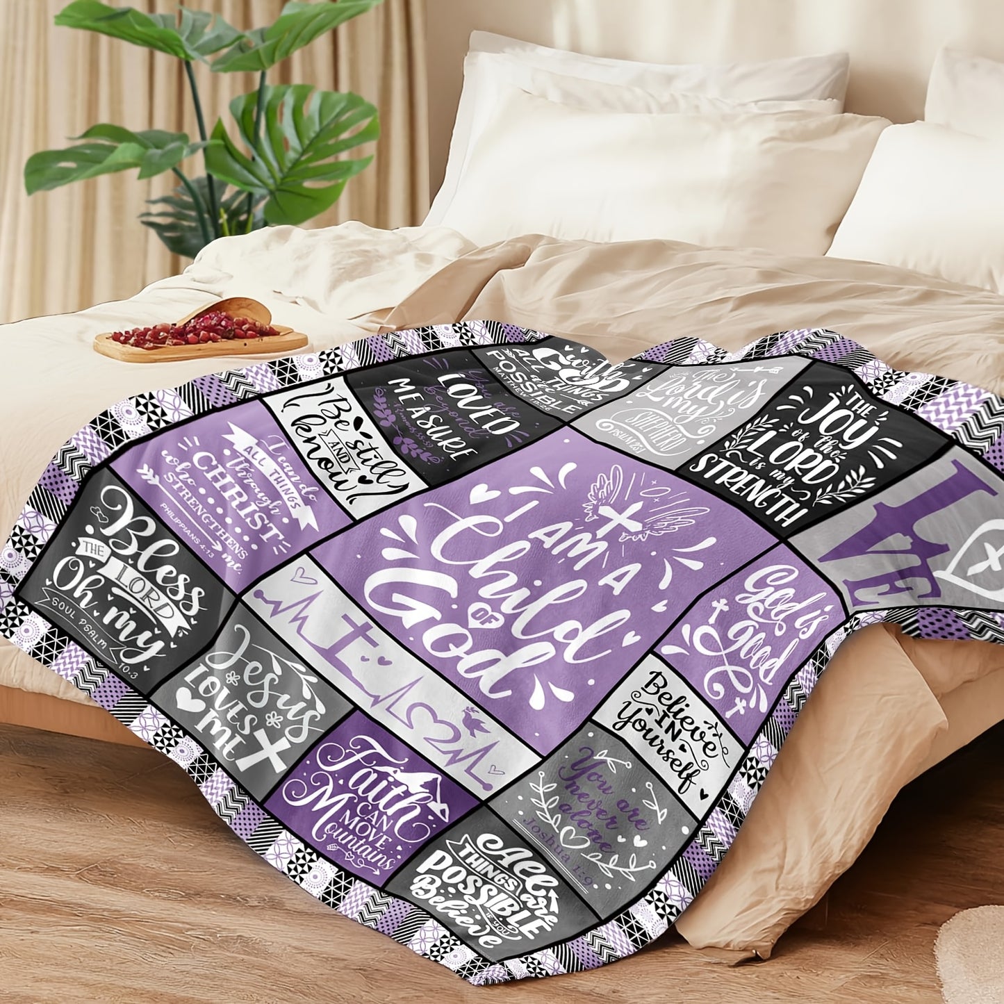 GiftoLuck “I Am a Child of God”  Flannel Throw Blanket Gift for Faith