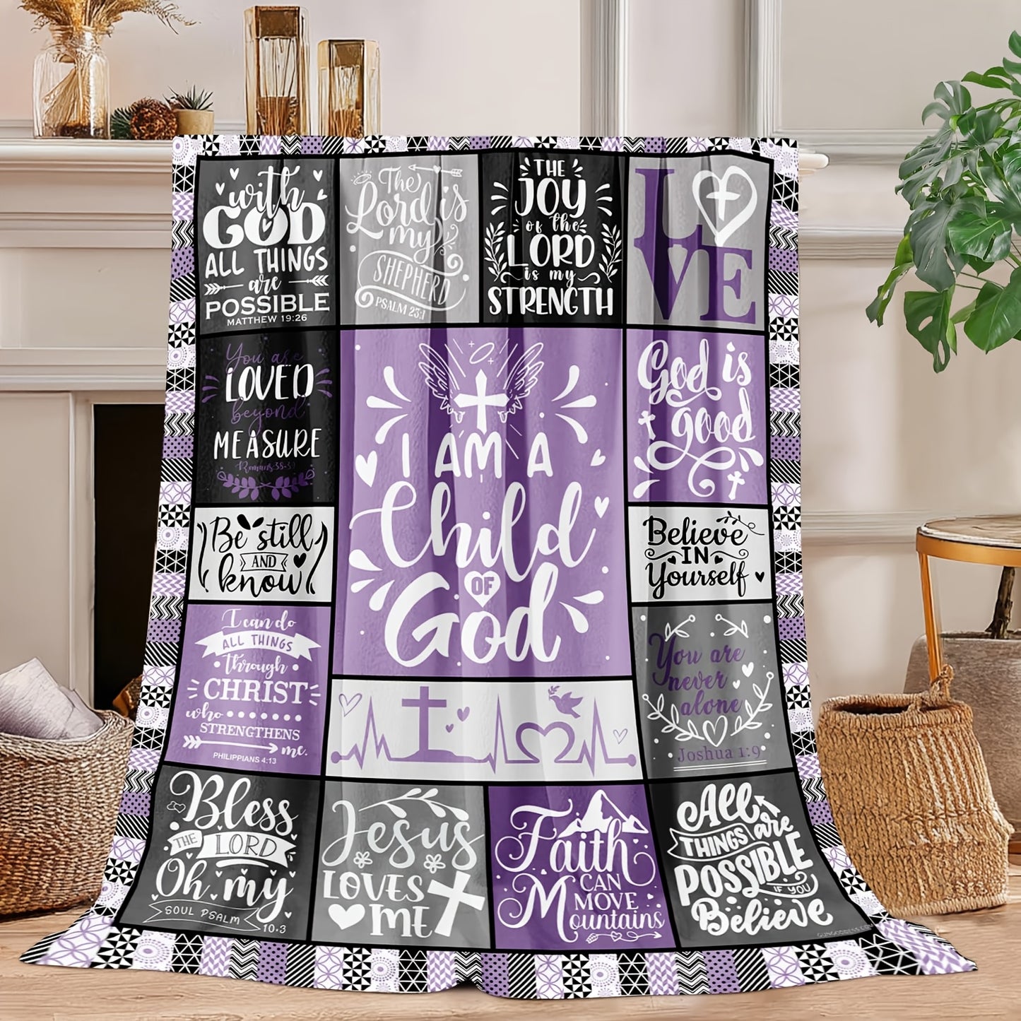 GiftoLuck “I Am a Child of God”  Flannel Throw Blanket Gift for Faith