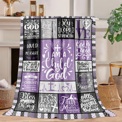 GiftoLuck “I Am a Child of God”  Flannel Throw Blanket Gift for Faith