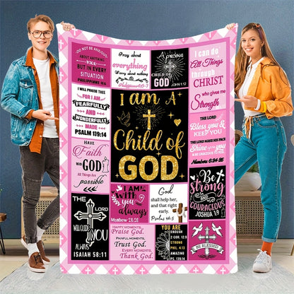 GiftoLuck “I Am a Child of God”  Flannel Throw Blanket Gift for Faith