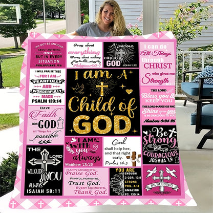 GiftoLuck “I Am a Child of God”  Flannel Throw Blanket Gift for Faith