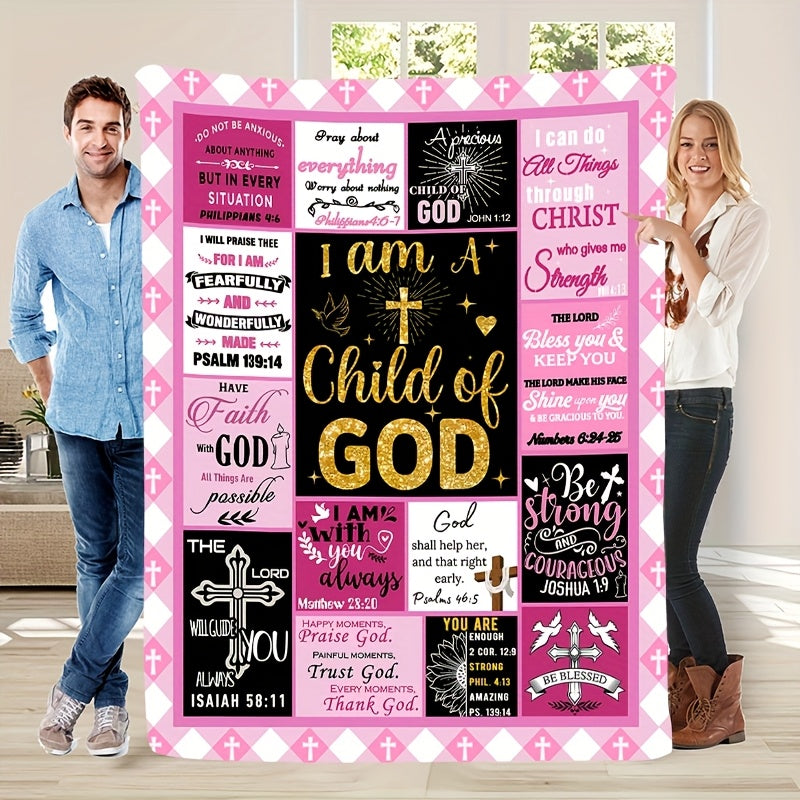 GiftoLuck “I Am a Child of God”  Flannel Throw Blanket Gift for Faith