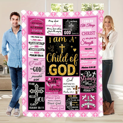 GiftoLuck “I Am a Child of God”  Flannel Throw Blanket Gift for Faith