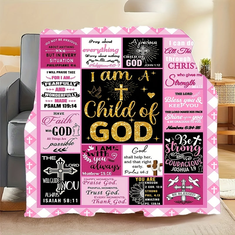 GiftoLuck “I Am a Child of God”  Flannel Throw Blanket Gift for Faith