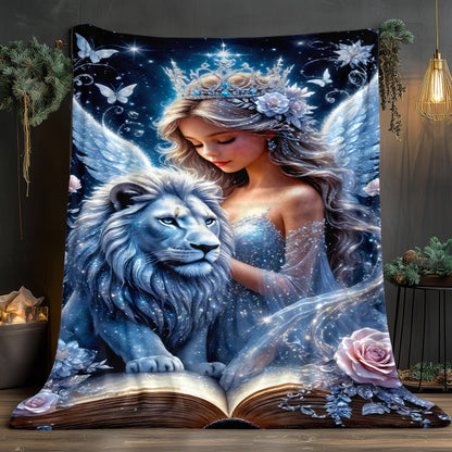 Aonana Fairy &  Lion King Flannel Throw Blanket