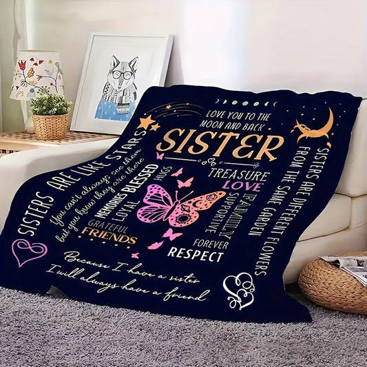 GiftoLuck “To My Sister” Flannel Blanket – Soft, Warm & Heartfelt Gift for Sister