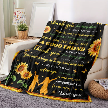 Aonana “To My Sister” Sunflower & Butterfly Inspirational Flannel Throw Blanket