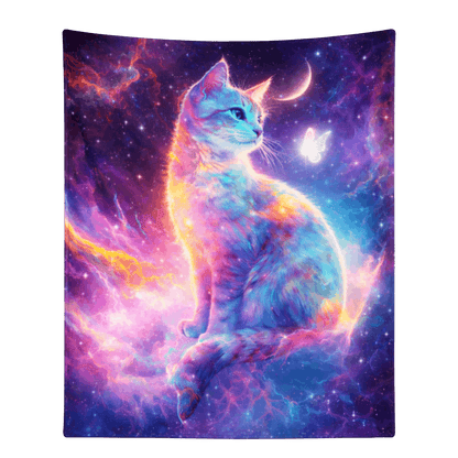 Aonana Galaxy Cat Fantasy Flannel Throw Blanket
