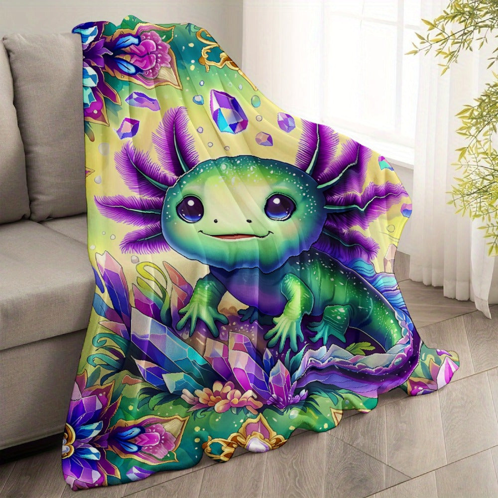 Aonana Rainbow Crystal Dragon Flannel Throw Blanket