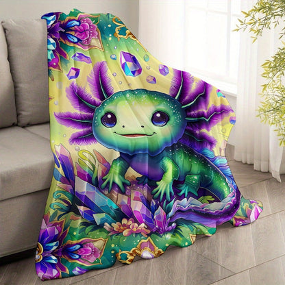 Aonana Rainbow Crystal Dragon Flannel Throw Blanket