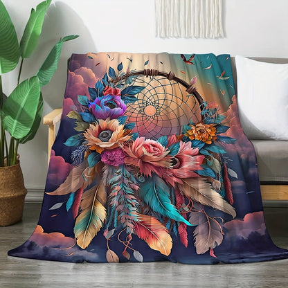 Giftoluck Dreamcatcher Print Cozy Flannel Throw Blanket