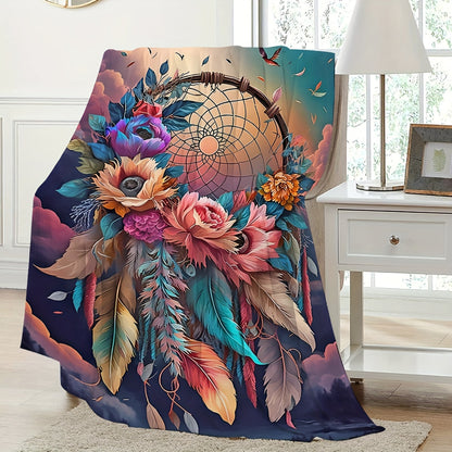 Giftoluck Dreamcatcher Print Cozy Flannel Throw Blanket