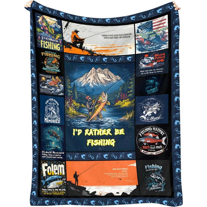 GiftoLuck Fishing Lover Flannel Blanket Soft Cozy Sofa Throw