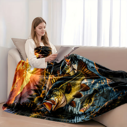 GiftoLuck Fishing Lover Flannel Blanket Soft Cozy Sofa Throw