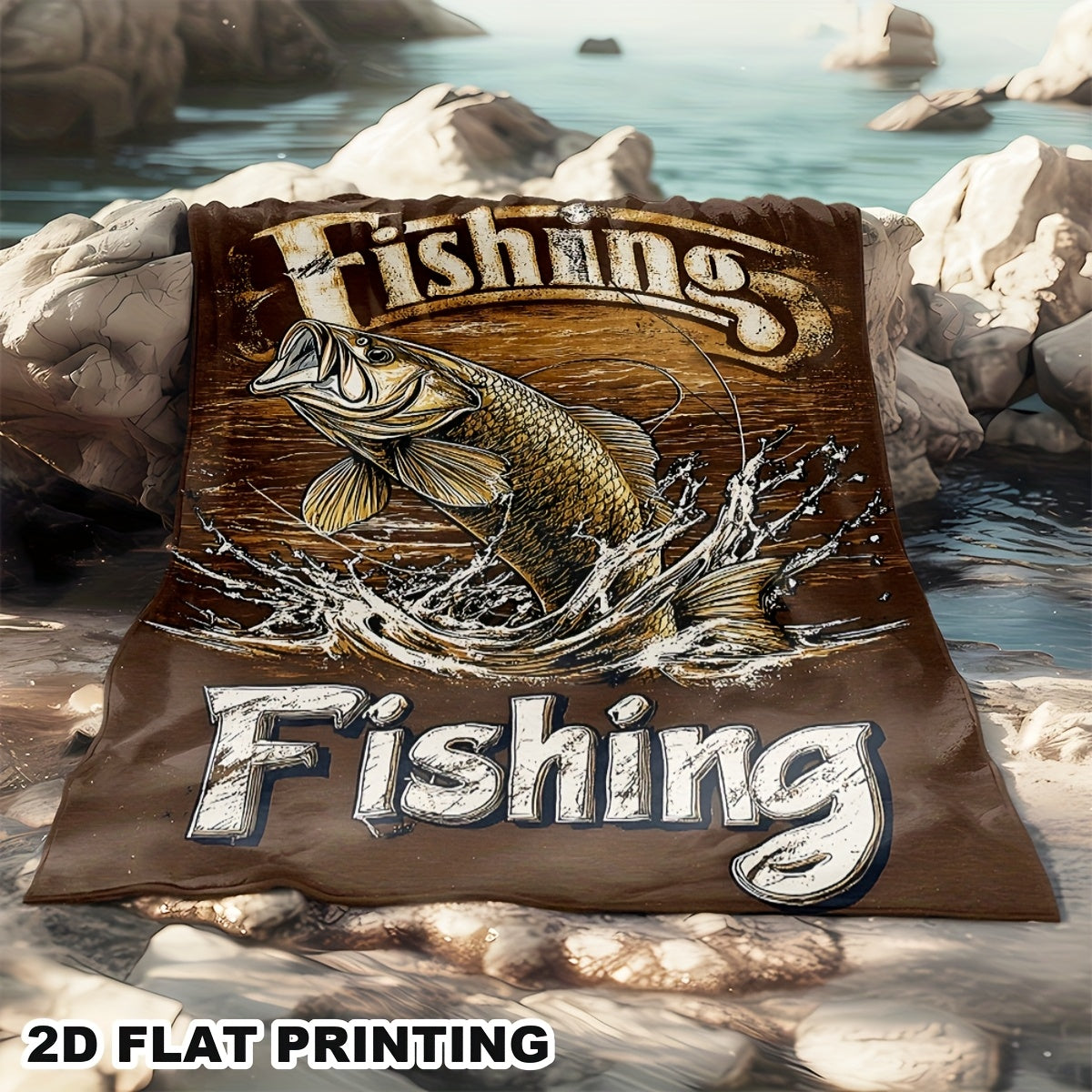 Aonana Big Bass Fishing Flannel Throw Blanket