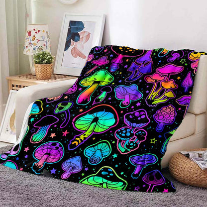 Giftoluck Fantasy Mushroom Forest Cozy Flannel Throw Blanket