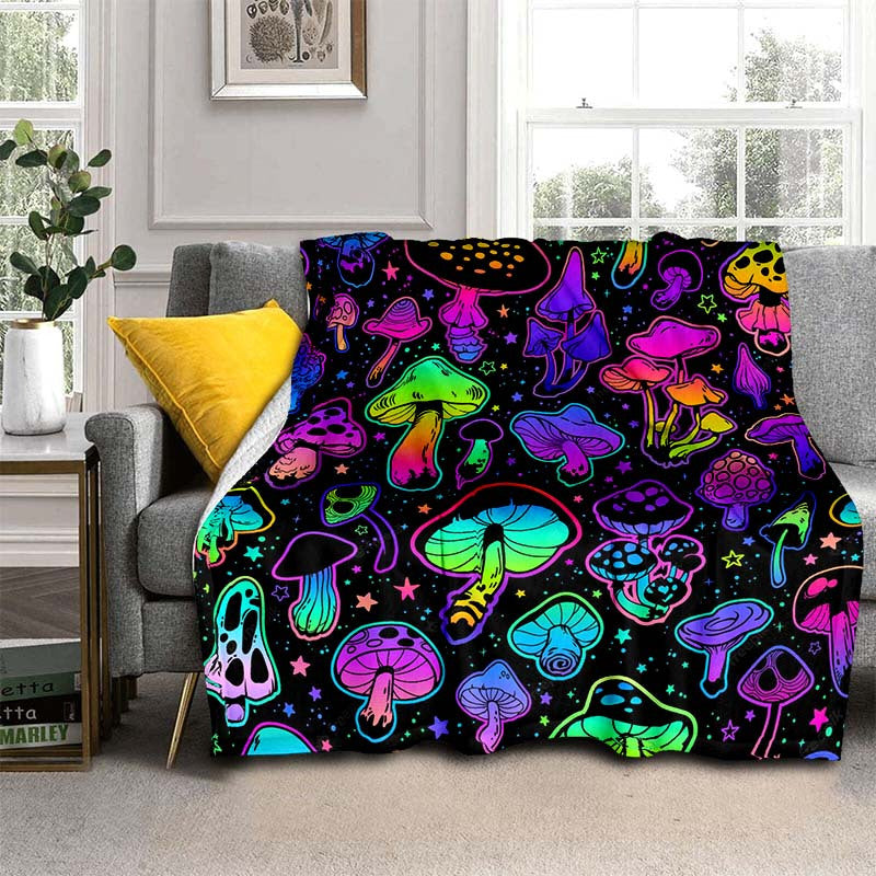 Giftoluck Fantasy Mushroom Forest Cozy Flannel Throw Blanket