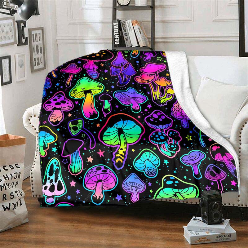 Giftoluck Fantasy Mushroom Forest Cozy Flannel Throw Blanket