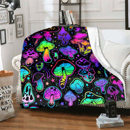 Giftoluck Fantasy Mushroom Forest Cozy Flannel Throw Blanket