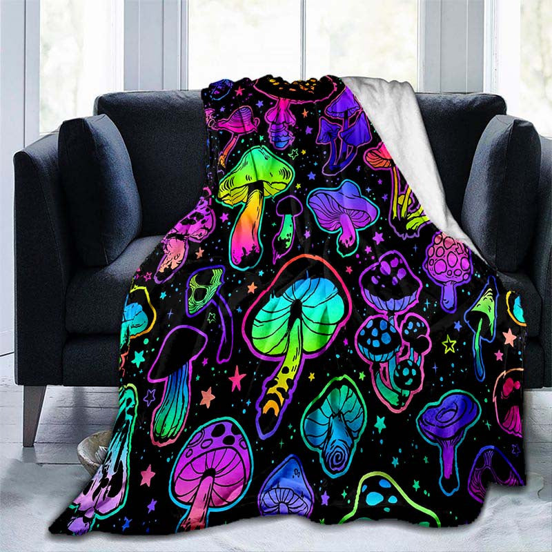 Giftoluck Fantasy Mushroom Forest Cozy Flannel Throw Blanket