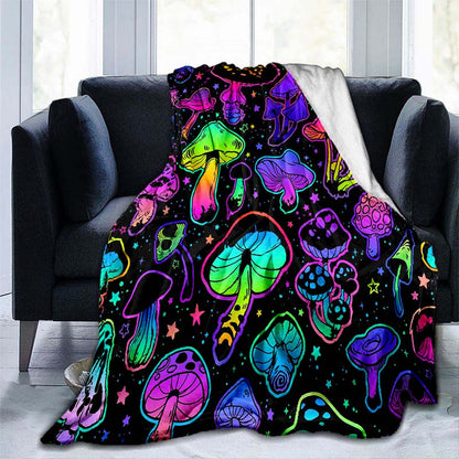Giftoluck Fantasy Mushroom Forest Cozy Flannel Throw Blanket