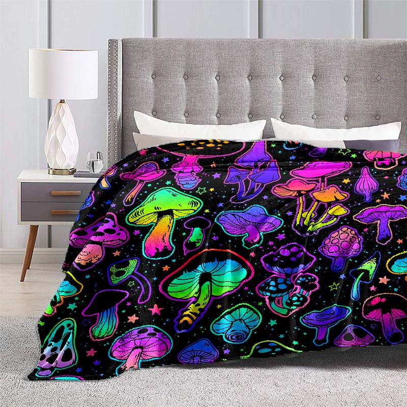 Giftoluck Fantasy Mushroom Forest Cozy Flannel Throw Blanket