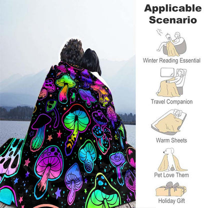 Giftoluck Fantasy Mushroom Forest Cozy Flannel Throw Blanket