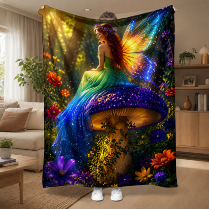 Giftoluck Fantasy Mushroom Forest Cozy Flannel Throw Blanket