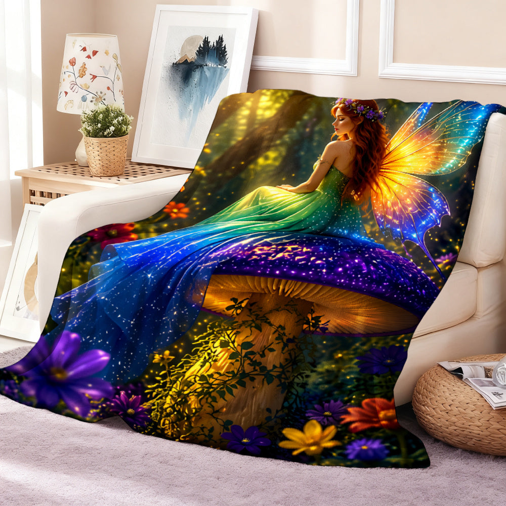 Giftoluck Fantasy Mushroom Forest Cozy Flannel Throw Blanket