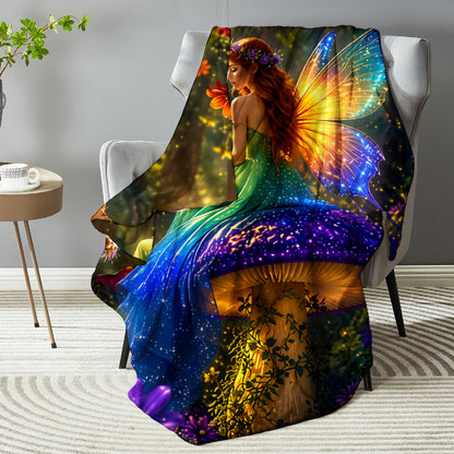 Giftoluck Fantasy Mushroom Forest Cozy Flannel Throw Blanket