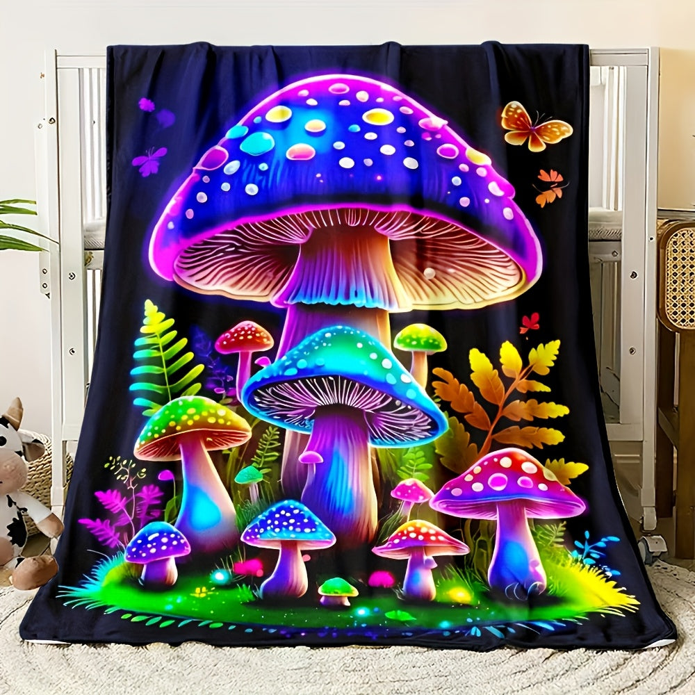 Giftoluck Fantasy Mushroom Forest Cozy Flannel Throw Blanket