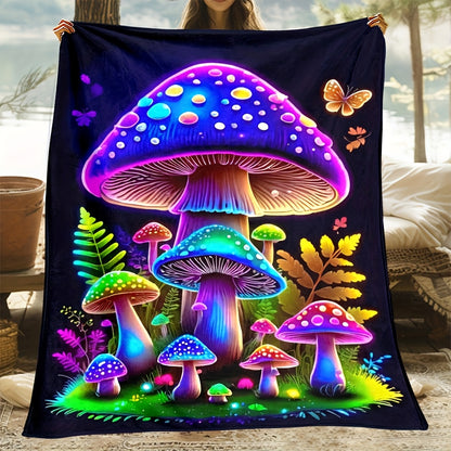 Giftoluck Fantasy Mushroom Forest Cozy Flannel Throw Blanket