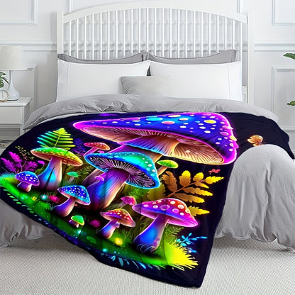 Giftoluck Fantasy Mushroom Forest Cozy Flannel Throw Blanket