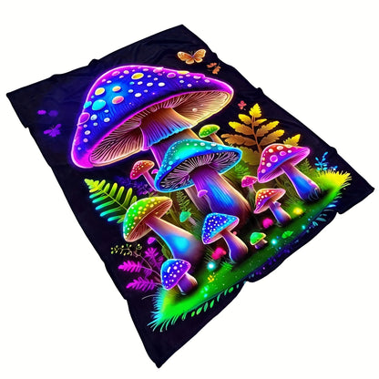 Giftoluck Fantasy Mushroom Forest Cozy Flannel Throw Blanket