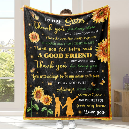 GiftoLuck “To My Sister” Flannel Blanket – Soft, Warm & Heartfelt Gift for Sister