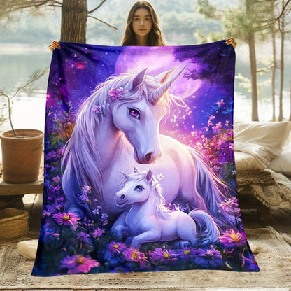 Giftoluck Cozy Unicorn Fairy Flannel Throw Blanket