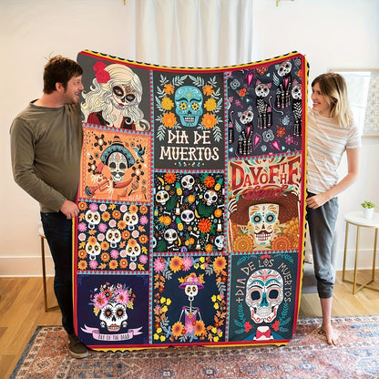 Aonana Halloween Skull Witch Flannel Blanket