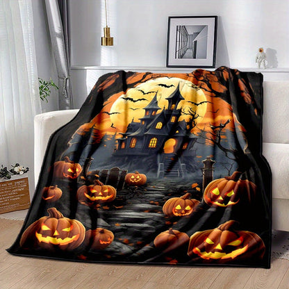 Aonana Halloween Horror Castle Flannel Blanket