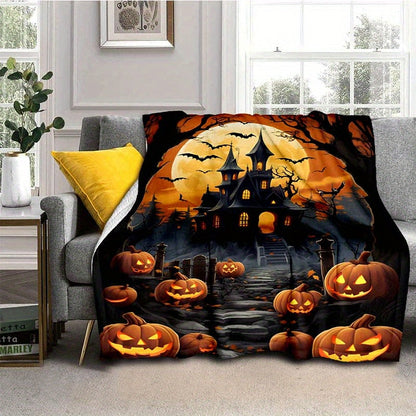 Aonana Halloween Horror Castle Flannel Blanket