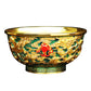 GiftoLuck 1-Piece Antique Gilded Carved Floral Enamel Alloy Fortune Bowl