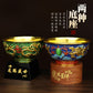 GiftoLuck 1-Piece Antique Gilded Carved Floral Enamel Alloy Fortune Bowl