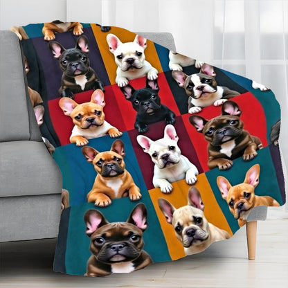 Aonana French Bulldog Gifts Cozy Flannel Throw Blanket