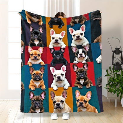 Aonana French Bulldog Gifts Cozy Flannel Throw Blanket