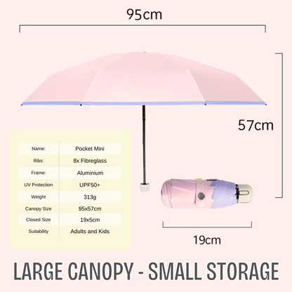 Pastel Pocket Mini Umbrella 8-Rib Frame UPF50+