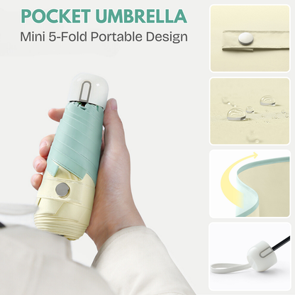 Pastel Pocket Mini Umbrella 8-Rib Frame UPF50+