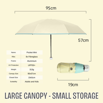 Pastel Pocket Mini Umbrella 8-Rib Frame UPF50+