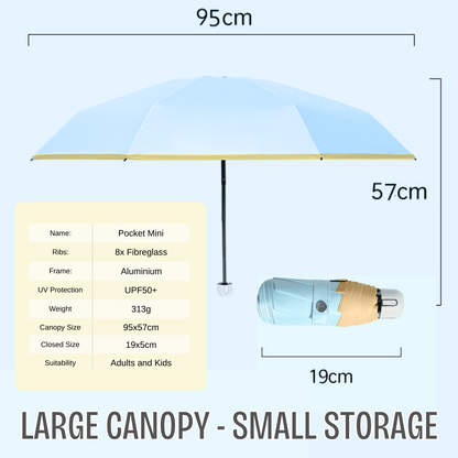Pastel Pocket Mini Umbrella 8-Rib Frame UPF50+