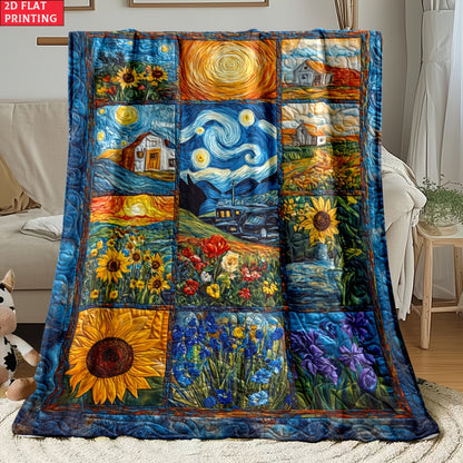 GiftoLuck Van Gogh Starry Sky Printed Flannel Blanket