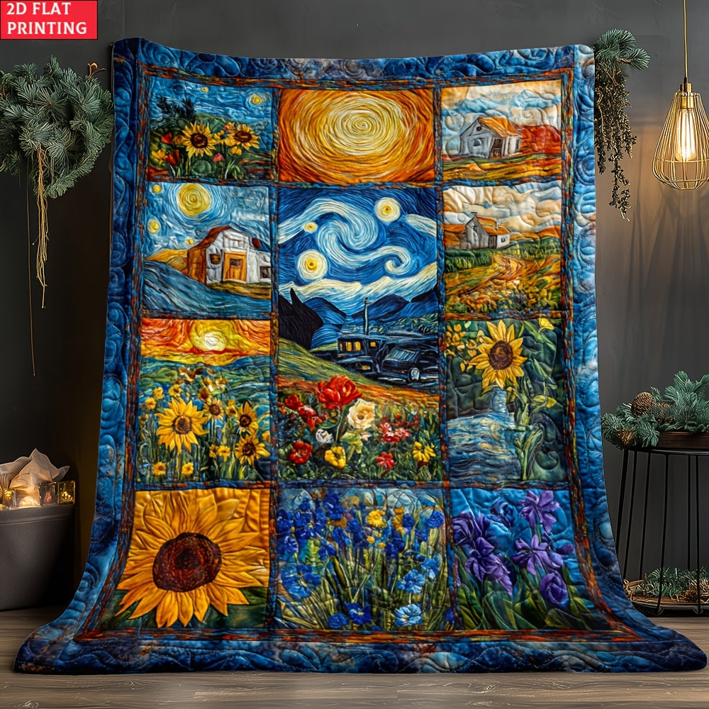 GiftoLuck Van Gogh Starry Sky Printed Flannel Blanket