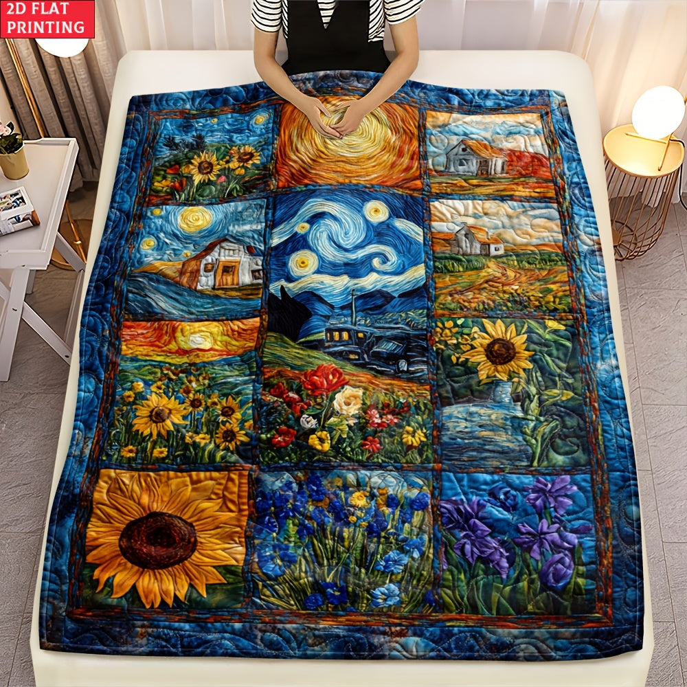 GiftoLuck Van Gogh Starry Sky Printed Flannel Blanket